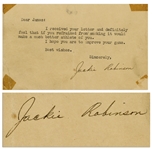 Jackie Robinson Postcard Signed, Urging Someone to Stop Smoking -- ...if you refrained from smoking it would make a much better athlete of you...